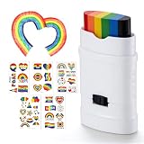 Nsowyond Regenbogen Schminke Stift mit 5 Pride Sticker tattoos für Pride Outfit Accessoires Parade LGBTQ
