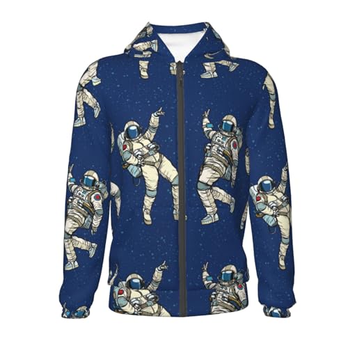 Disco party Astronaut Dancing Kids Pullover Hoodies Boys Zip Up Sweatshirts Girls Athletic Clothes with Pocket2