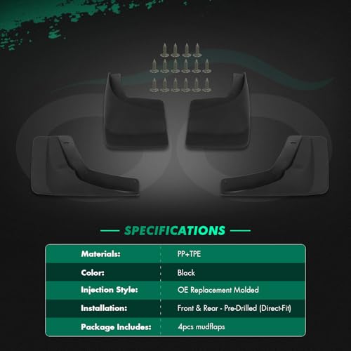 Image of SCITOO Mud Flaps 4PCS suitable for Chevrolet Avalanche, Silverado 1500, Suburban, Tahoe 2000-2006 for GMC Sierra 1500 /2500 Yukon XL 1500 2000-2006 front & rear mud flaps