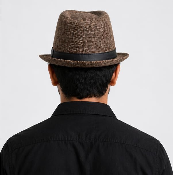 Image of BookMyCostume Brown Western Cowboy & Ballroom Style Hat | Fancy Dress Accessory for Dance, Stage Shows & Theme Parties For Adults