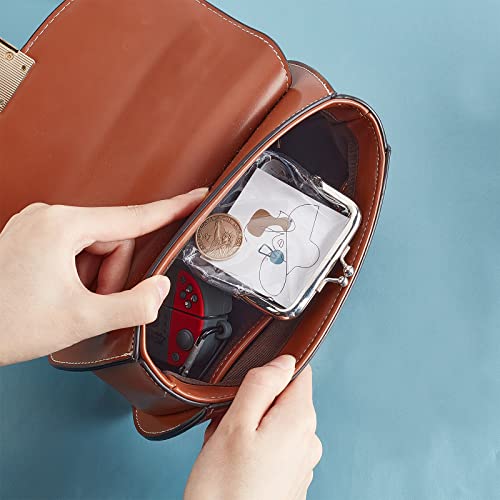 Image of GORGECRAFT Clear Purses Transparent Change Purses Waterproof PVC Jelly Wallets Iron Kiss Lock Pouches Card Holders for Women Credit Cards Cash Carrying Your Change Supplies