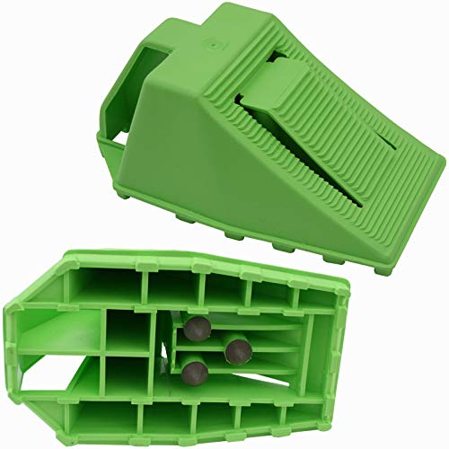 1 cale de roue pour voiture, camion, remorque, caravane avec système de blocage, vert signal