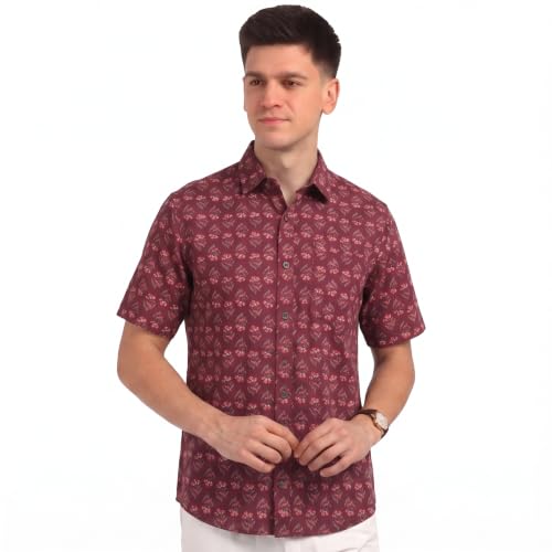 Image of BLOCKS OF INDIA Cotton Hand Block Print Half Sleeves Summer Shirt for Men