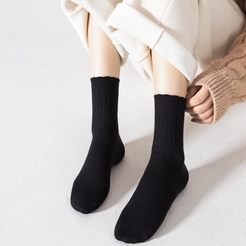 Image of PADFOM Women Thin Cashmere Socks, Soft Socks Women Above Crew Socks 5 Pairs Size 5-9
