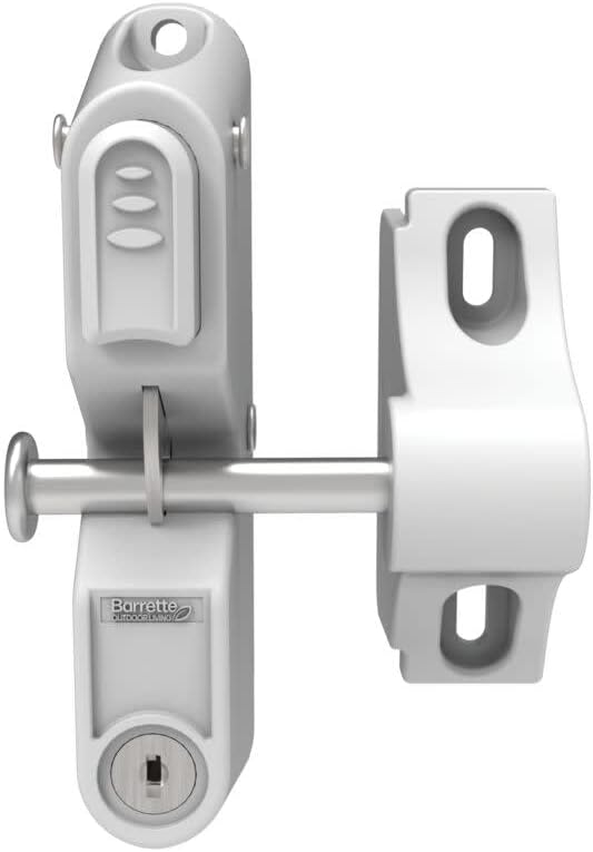 Locking Gravity Latch White (Two-Sided Key Entry)