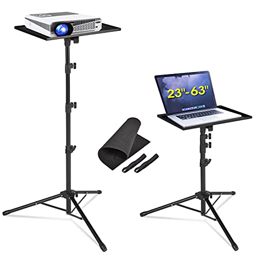 Flash Sale AkTop Pro Laptop Projector Tripod Stand, Universal Laptop Floor Stand Adjustable Tall 23 to 63 Inch, Foldable Computer DJ Equipment Holder Mount, Perfect for Stage or Studio with Portable Travel Bag