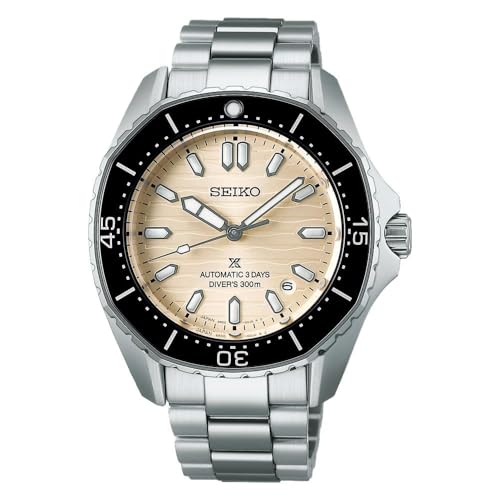 Seiko Prospex Montre de plongée automatique 300 m, cadran beige, boîtier octogonal