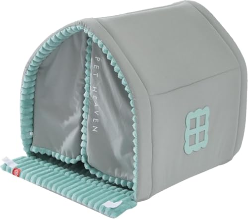 Queeninget居心地の良い犬小屋ベッド、冬暖かい猫犬テント|ドア付き小型犬用密閉型犬用ベッド,小型犬の洞窟のベッドの外側のドアが付いている四季のペットの休息の巣 (M)