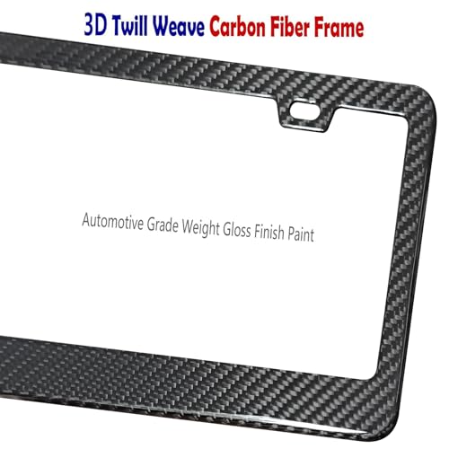 Image of BGGTMO Carbon Fiber License Plate Frame - 100% Real Carbon Fiber Overlays Stainless Steel License Plate Frames | Stainless Steel Anti-Theft License Plate Screws | 1PC Black Gloss Plate Frame