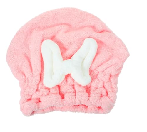 Image of NFI essentials Microfiber Hair Towel Cap Warp Super Absorbent Wet Hair Drying Head Turban, Pookie Bow Knot for Girls Salon Quick Dry Shower with Button for Women