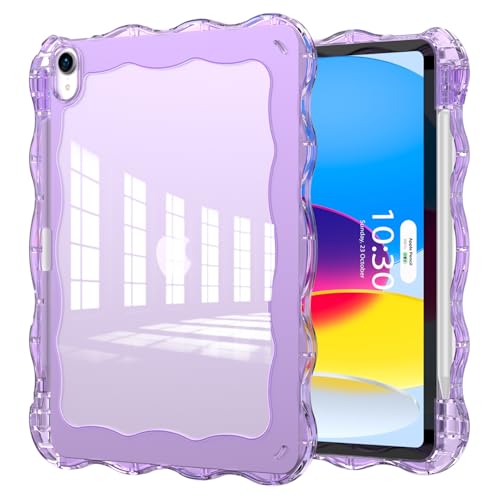 SPIUST for iPad (A16) 11th Generation 11 Inch 2025 10th Generation 10.9 Inch 2022 Case Wave Edge Durable TPU+Back Hard PC Shockproof with Transparent Back Purple