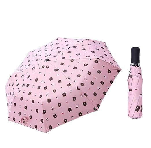Bear Print Auto Open Close Kid Umbrella, Windproof Inverted Folding Travel Umbrella for Boy Girl, UV Sun Protection, Compact Lightweight Rain Umbrella with Carry Pouch-image-6