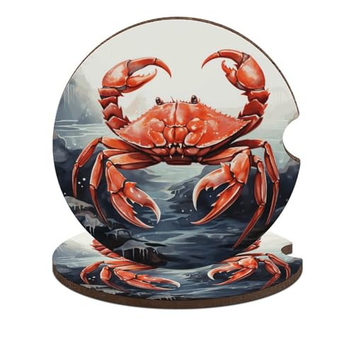 Portavasos para carro 2 piezas diseño Cangrejo rojo 2.6" miniatura 1