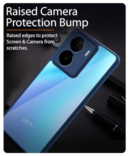 Image of WOW IMAGINE Shockproof Hybrid Back Cover for iQOO Z7 5G | iQOO Z7s 5G | Hard Slim fit Back Case | PC & TPU | Clear Transparent Case - Blue