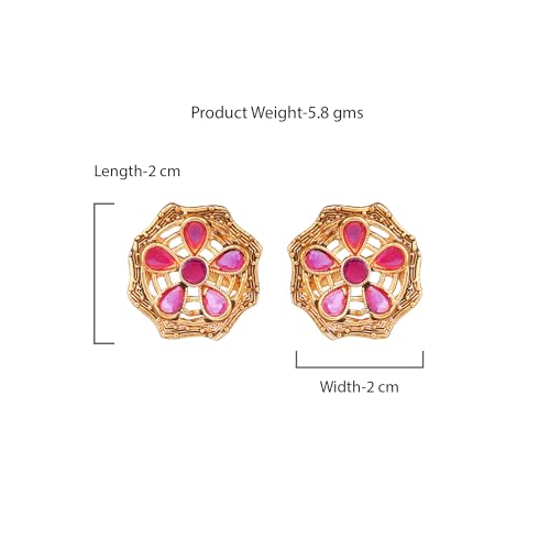 Image of Estele Elegant Flower CZ Stud Earrings with Matte Finish for Women
