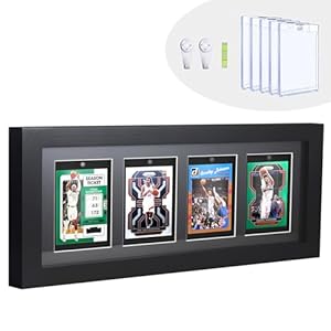 Graded Card Display Case with Magnetic Holders, Premium 4 Card Trading Card Display Frame with UV Protection, Wood Collector Card Holder for Sports Cards, Pokemon, MTG, Yugioh Wall Display