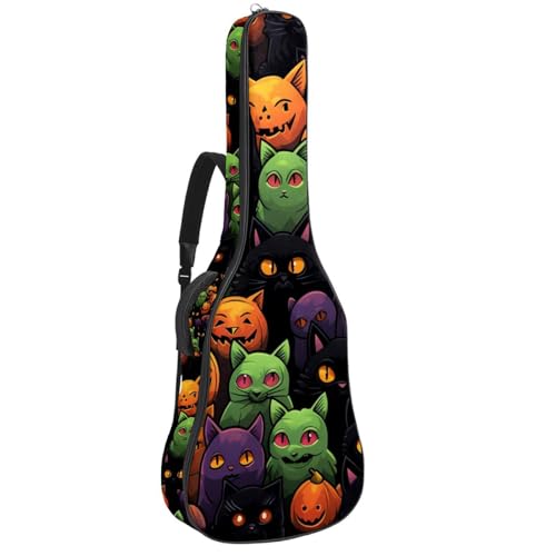 Sac de guitare Halloween housse acoustique chat citrouille 106-124 cm
