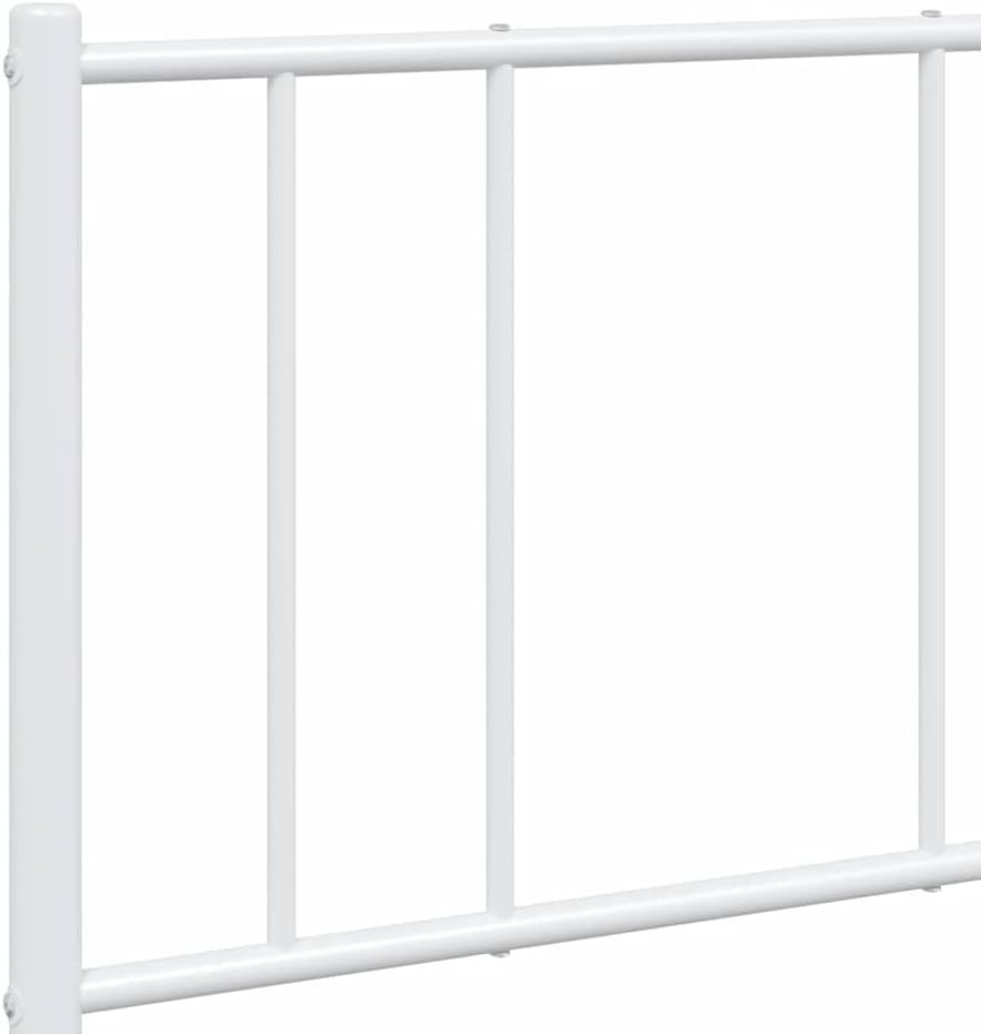 vidaXL 12 Inch Full Metal Bed Frame with Headboard, No Box Spring Needed, Noise Free Platform Bed Frame with Steel Slats, Easy Assembly, Under Bed Storage, Minimalist, White