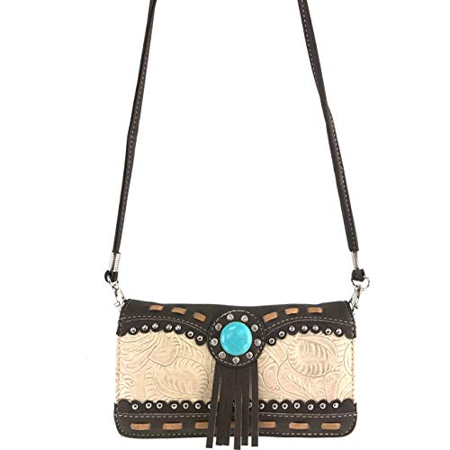 Zelris Turquoise Concho Floral Women Crossbody Trifold Wallet3