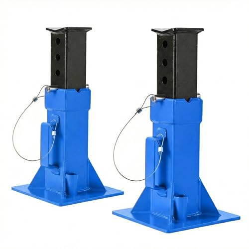 GarveeTech 2 Pack Heavy-Duty 12-Ton Pin Lock Jack Stands 11-18.5 Inch Quick-Adjust Height Professional Garage Equipment for Supporting Trucks RVs Trailers & Automotive Vehicles Blue