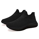 RUIDENG Walking Shoes for Women Nurse Slip Resistant Work Running Sneakers Loafers Platform Sneakers Comfortable Weight Light All Black