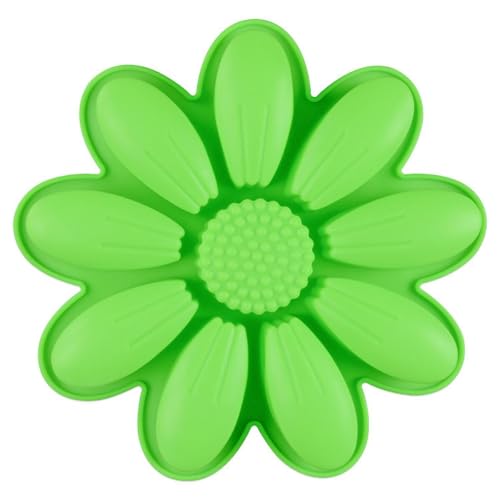 Image of PureBake Large Round Silicone Molds for Baking, 10 - Cavity Sun Flower Mould, Non-Stick Cake Pan for Mousse, Desserts, Candy, Soap & More - Food-Grade, Flexible, Oven & Freezer Safe