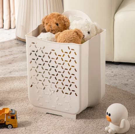Foldable Plastic Laundry Baskets. Wall Hanging Storage Basket. Multi-Function Storage Container Waterproof Durable For Bedroom And Bathroom (M, Beige) #TOP1