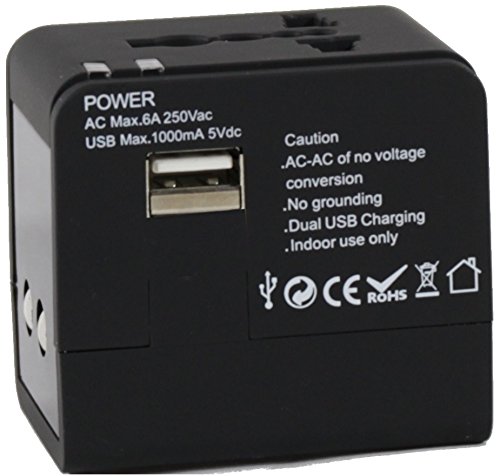 WORLD International Travel Adapter Plug for Universal Input with Input for USB