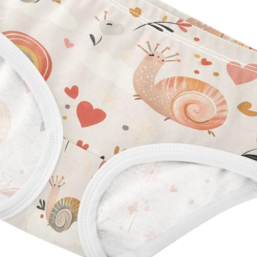 Wusikd Snails Girls' Underwear Cotton Hearts Girls Briefs Soft Toddler Underwear 2T4