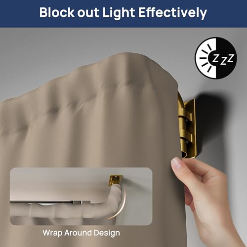 Image of ENJOYBASICS 66-120 inch Wrap Around Curtain Rod, Quick Curtain Change, Gold