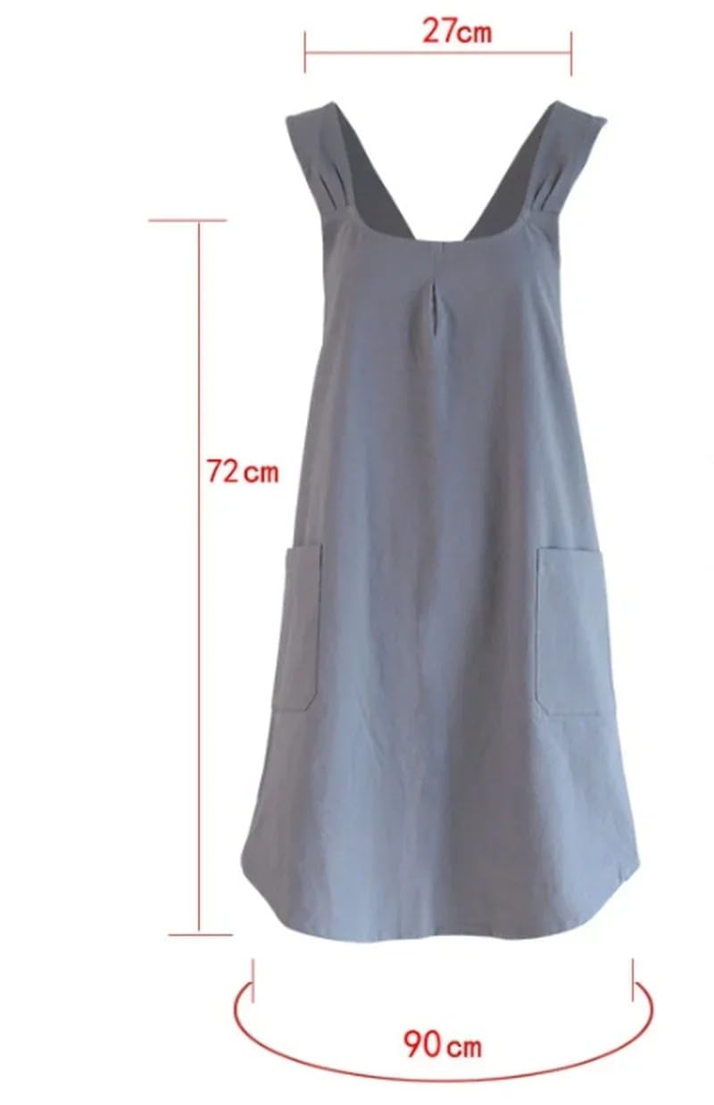 Grembiule da donna in cotone e lino, grembiule da cucina casual per giardinaggio, lavoro floreale, caffetteria e cucina, resistente ed elegante, perfetto per le attività quotidiane