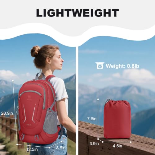 Image of MIYCOO Backpack - Ultra Lightweight Packable Backpack for Travel Camping, Hiking Back Pack Waterproof Foldable Daypack for Men Women Red