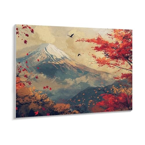 数字油絵 ラッセン 富士山と紅葉 デジタル油絵 数字キットによる絵画 DIY絵 手塗り 美しい日本の風景イラストアート 数字キット塗り絵 壁飾り ホーム オフィス装飾 数字塗り絵 手工芸 初心者 大人 子供 贈り物 50×40cm
