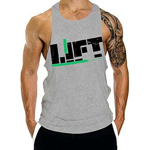 GZXISI Mens Sleeveless Workout Tank Tops Gym Shirt Fitness Vest Gray Cover