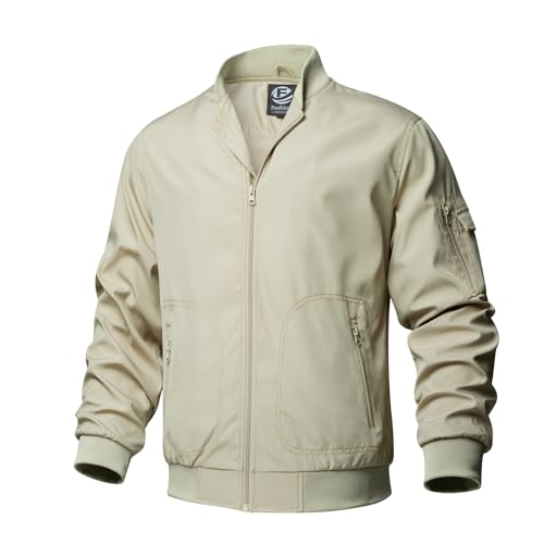 Image of TLZC Men's Fashion Bomber Jacket Lightweight Track Windbreaker Jackets Outdoor Golf Windproof Coat
