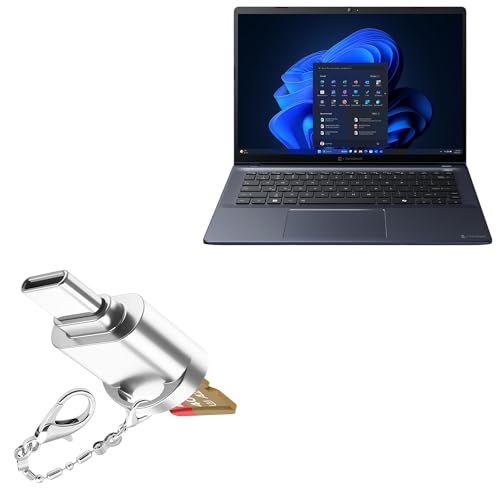 BoxWave Adapter Compatible with Dynabook Portege X40-M (Without Touchscreen) - Micro SD Card miniReader, USB Type-C OTG Reader USB3.0 Adapter Keychain - Metallic Silver