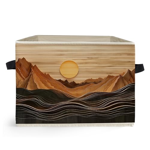 Ghoaoivo Boho Abstract Sun Mountain Storage Box Bins, Rustic Modern...