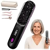 Clinora Styling BüRste FüR Kurzes Haar,WarmluftbüRste FüR Kurze Haare,Kabellose GläTtbüRste Mit Led-Anzeige,3 Temperaturstufen 160-200°C, Wiederaufladbare BüRste FüR GläTten Und Locken (Schwarz)