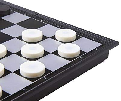 Miniatura 5 de Calefacción de damas de 8 x 8 pulgadas con tablero extensible de 9 x 9 pulgadas, 12 piezas negras y 12 piezas blancas