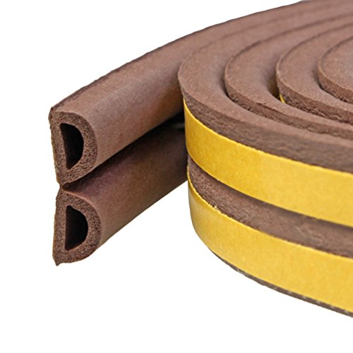 Lvguang Joint en D-Profile Adhésif pour Isolation Thermique de Portes et Fenetres Imperméable Marron 9 * 6mm Cover