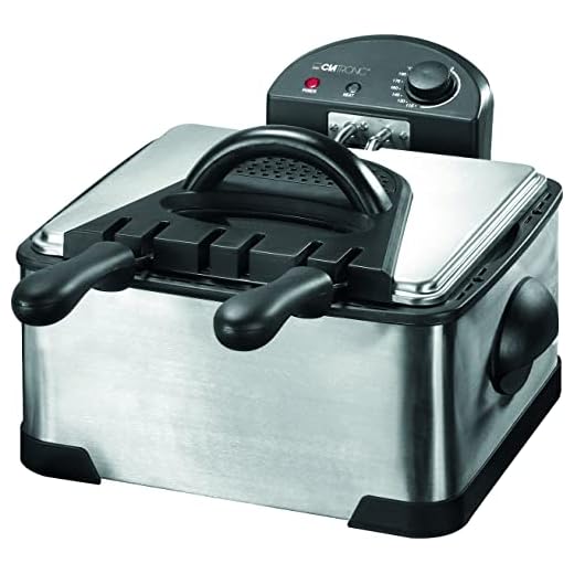 Clatronic® friteuse met dubbele koude zone om snel te frituren | friteuse met vet | friteuse incl. 3 frituurmanden | roestvrijstalen behuizing | friteuse met 4 liter inhoud & 2000W | FR 3195