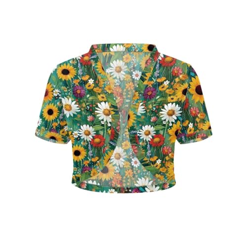 Image of Womens Short Sleeve Cardigans Lightweight Summer Cardigan Trendy Bolero Shrug Cute Floral Cardigan Sheer Bolero