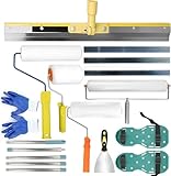 Upgraded Self Leveling Cement Kit, Epoxy Floor Kit, Spiked Roller for Leveling Cement, Paint Roller, Construction Spiked Shoes, Stainless Steel Scraper and Leveling Rake