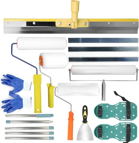 Upgraded Self Leveling Cement Kit, Epoxy Floor Kit, Spiked Roller