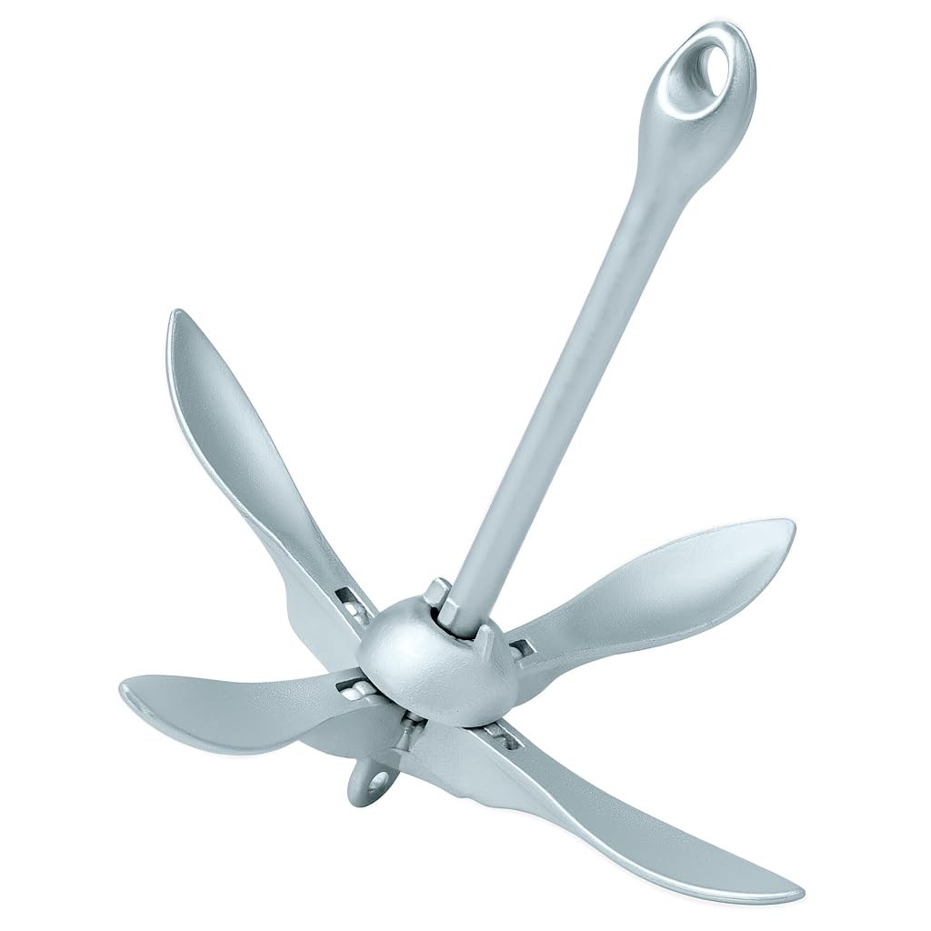 SALACIA Ancla Rezon Plegable 4 kg Acero Galvanizado para Embarcaciones con 4 Garras Antideslizantes para Neumática y Barco. Compacta y Segura con Punta Redondeada