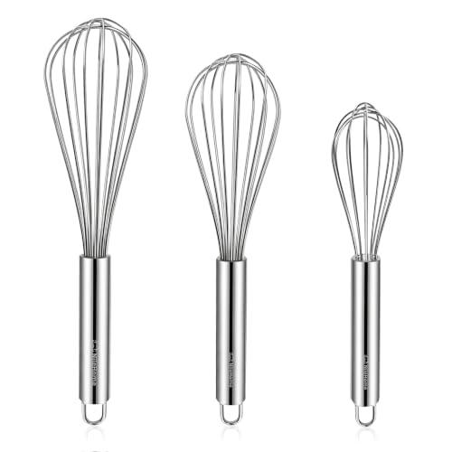 NileHome Stainless Steel Whisk Set 8' 10' 12' Kitchen Whisk Balloon Whisk Kitchen Wisk Wire Whisks...
