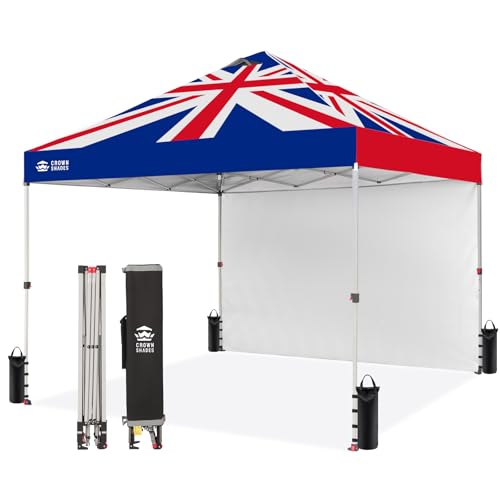 3m x 3m Pop-Up Gazebo with 1 Sidewall, Waterproof Canopy Tent with Instant Setup, Folding Party Shelter, Includes Carry Bag, 8 Stakes & 4 Ropes, Union Jack Design