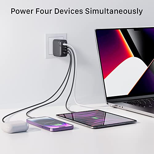 Image of INVZI GaNHub 100W USB C Charger Multiport, GaN III 4-Port USB Charging Station Fast Charger Power Adapter for MacBook Pro Air, iPad Pro, Dell XPS, Galaxy S24, iPhone16 /15 /Pro, Note 20 /10+, Pixel
