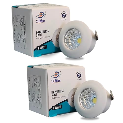 Image of D'Mak 1 Watt Round LED Button COB White Focus Light for POP /Recessed Lighting (White, Pack of 2)