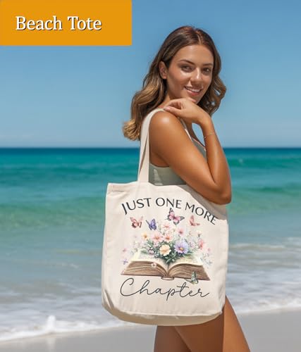 Image of Book Lovers Gifts Tote Bag for Bookish Readers, Aesthetic Book Tote Bag for Librarian, Medium Size with Inner Pocket